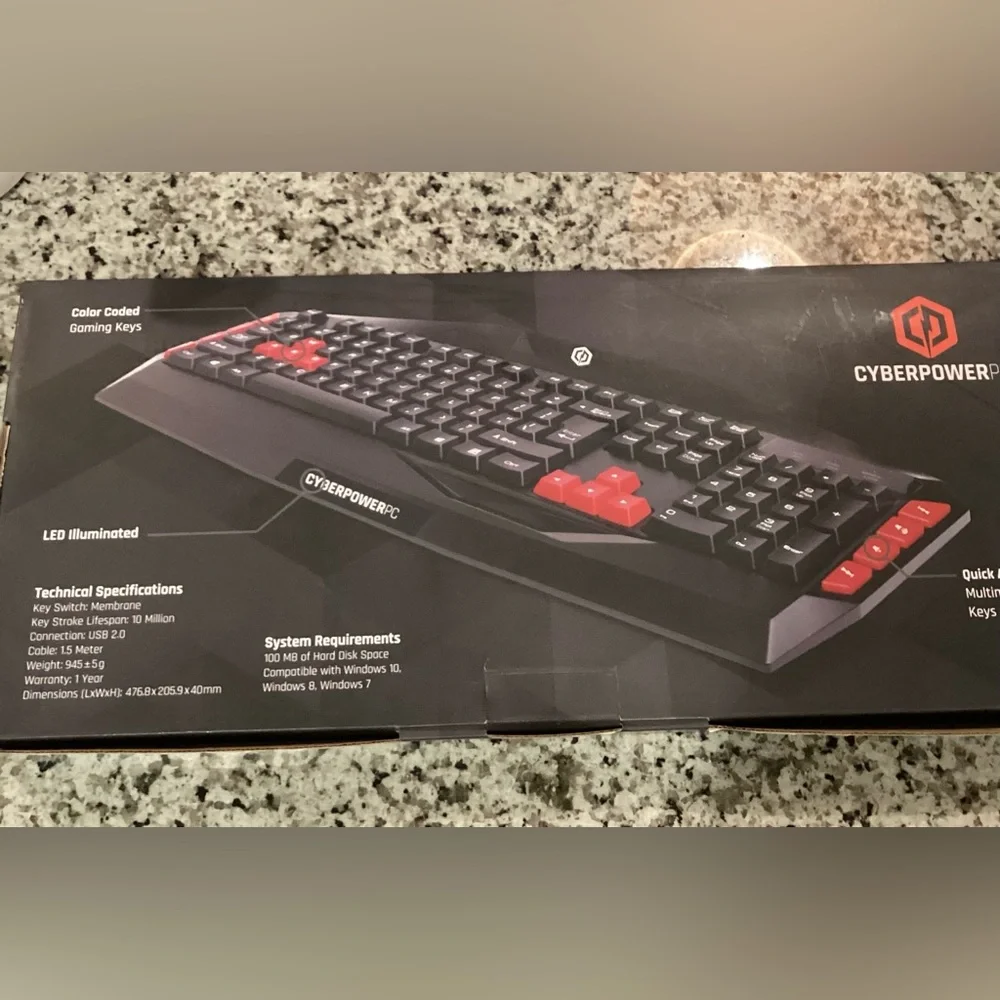 CyberPowerPC Multimedia Gaming Keyboard 🎮 LED Wired USB NIB PC Gamer Setup